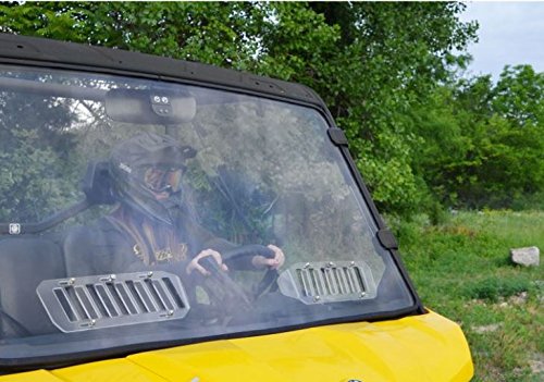 SuperATV Heavy Duty Scratch Resistant Clear Vented Full Windshield for Can-Am Defender HD 5/8 / 10 / MAX (2016+) - Hard Coated for Extreme Durability - Easy to Install!