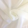 DJBM 59’’ Solid Color Sheer Chiffon Fabric Yards Continuous for DIY Decoration Valance Ivory/1 Yard