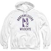 Northwestern University Official Wildcats Logo Unisex Adult Pull-Over Hoodie,White, Medium