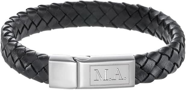 Pulsera De Cuero Con Grabado - Para Hombres – Personalizado Con Letras