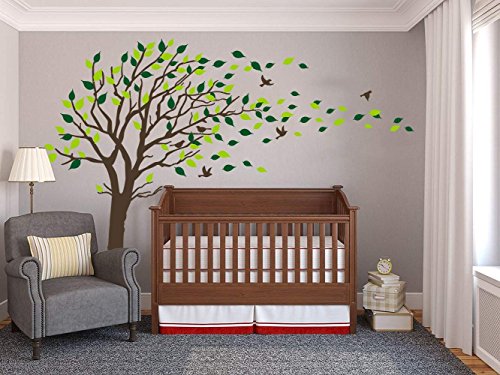 image for MAFENT Large Tree Blowing in The Wind Tree Wall Decals Wall Sticker Vi