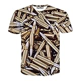 FaPlus Men's Fashion Metal Bullet 3D Print Short Sleeve T-Shirts