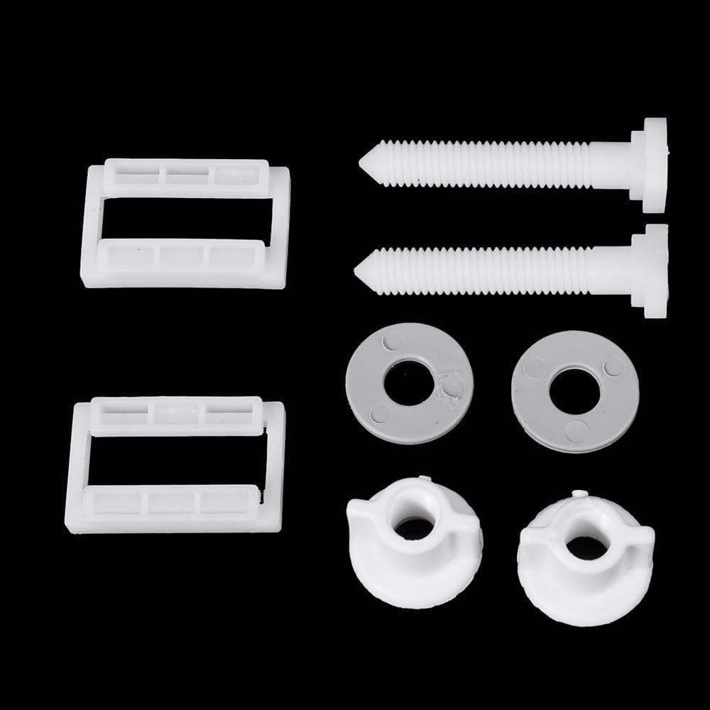 2 Pieces Toilet Seat Screws Replacement, Plastic Toilet Seat Bolts Toilet Seat Hinge Bolts and Nuts with 28mm Washers Replacement Parts Kit for Fixing the Top Toilet Seat