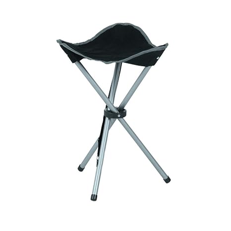 Quantio Klappbarer Campinghocker - 3 Beine - mit Tragegurt - schwarz, blau oder grau - 31 x 31 x 50 cm (LxBxH), Stückzahl:2 S