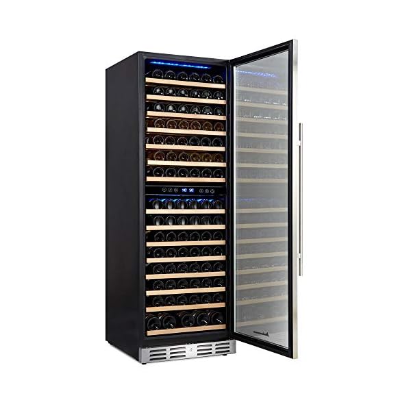 Kalamera-157-Bottle-Freestanding-Wine-Refrigerator-Stainless-Steel-triple-layered-Tempered-Glass-Door-Electronic-One-Touch-Control-with-LED-Display