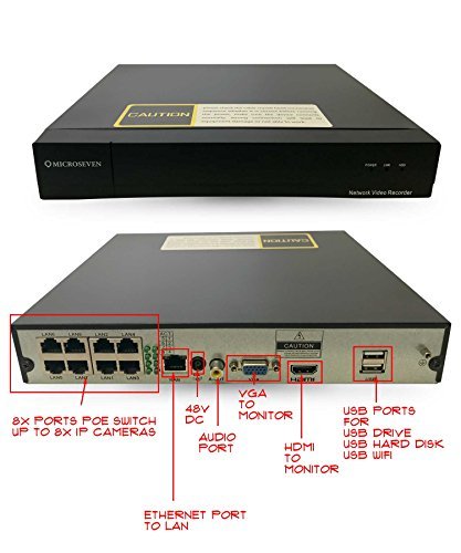 Microseven M7NVR-5MP08 / H.265 8-Channel 5MP POE Embedded NVR ONVIF 1080P/3MP/4MP/5MP Network Video Recorder-Supports Recording 8CH up to 5-Megapixel IP Cameras, Supports up to 6TB HDD (Not Included)