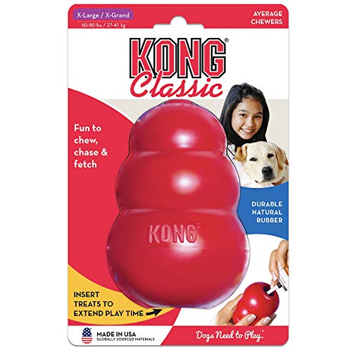 KONG Classic Dog Toy, Durable Natural Rubber Fun to Chew, Chase and Fetch for Extra Large