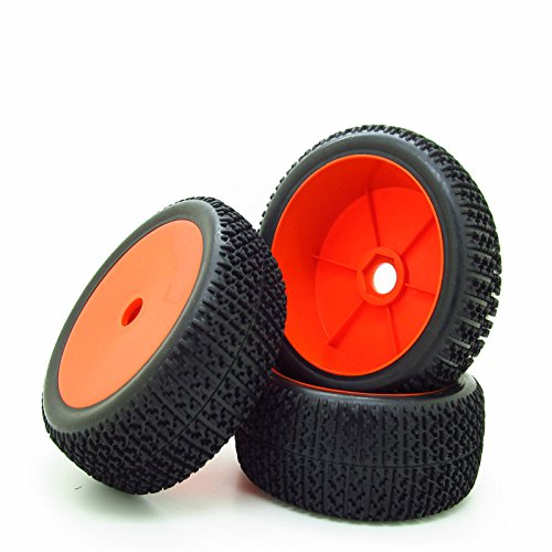 4pcs RC 1/8 Scale Off Road Car Buggy RC Tires Tyre and Wheels 17mm Hex, Red