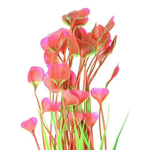 10 Pack Fish Tank Artificial Plants Aquarium Plastic Red Purple Blue Decorations Fake Water Flower Green Grass Underbrush Leaves Ornaments Decors - 16'' (C) - Thumbnail 2