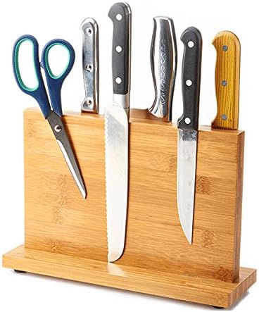 HANZIUPBamboo Knife Magnetic Block Holder Storage Stand, Kitchen Knives Organizer - For Home Kitchen or Restaurant