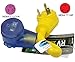 Conntek 14340 30Amp RV to 15/20Amp Pigtail Adapter,Yellow & Blue
