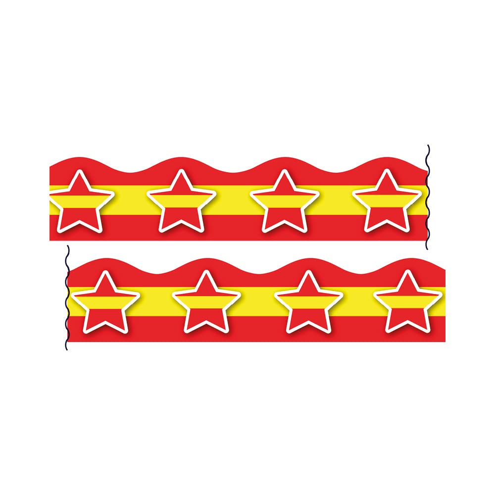 Red and Yellow Stars Spanish Display Borders Classroom Trimmers