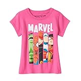 Marvel Little Girls' Avengers Comic Character Glitter Tee