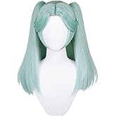 Xingwang Queen Anime Cosplay Wig Clip on Double Ponytails Long Cyan Party Wigs for Women Girls
