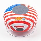 Abco Tech Water Resistant Wireless FM Radio Bluetooth Shower Speaker with Suction Cup and Hands-Free Speakerphone, US Flag