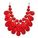 JANE STONE Fashion Floating Bubble Necklace Teardrop Bib Collar Statement Jewelry for Women (Red)