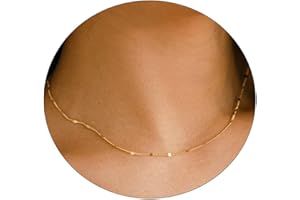BERISO 14K Gold/Silver Plated Choker Necklace for Women Shining Dots Station Gold Chain Necklace Beads Sparkle Chain Necklace Link Chain Exquisite Jewelry for women