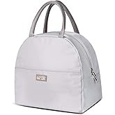 DAS TRUST Grey Reusable Lunch Bags for Women Insulated Lunch Box Lunch Bag Women Leakproof Cooler Bag