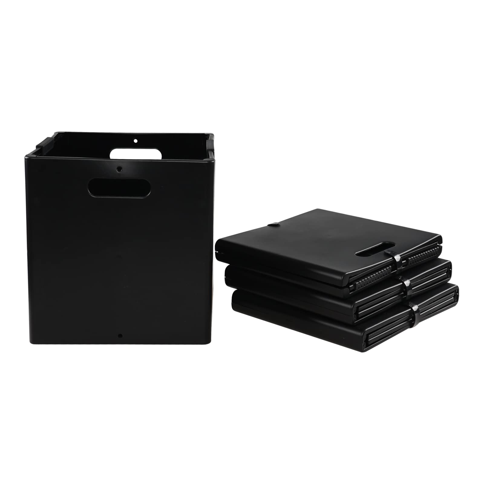 Photo 1 of Leendines 4 Packs Collapsible Storage Cube, Plastic Foldable Cube Bins, Black