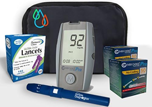 Raindrop USA - Clever Choice Pro+ Complete Diabetes Blood Glucose Testing Kit (100 Test Strips, 100 Lancets)