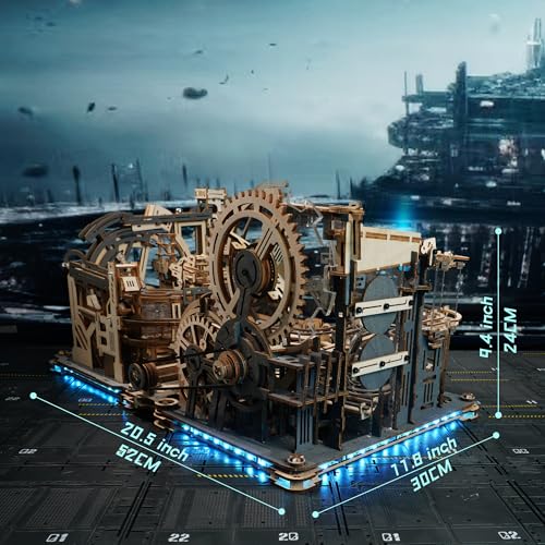 ROKR Marble Rails Combination Set 3D Puzzle Adult Model Kits Gift Idea for Men Marble Spaceport & Night City & Link Pack