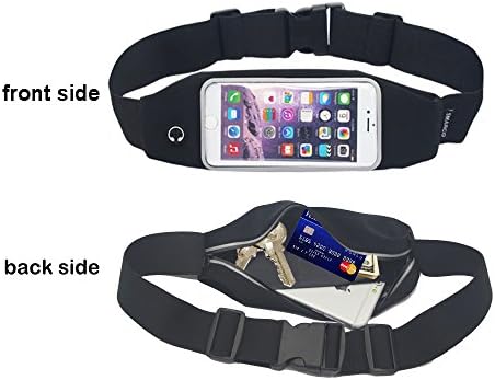 Waist Pack, Smarco Adjustable and Touchscreen Running Belt for iPhone6 Plus-5.5Inch, iPod, Keys, Cash and Credit Cards - Ideal for Jogging, Gym, Running, Workout, Hiking or Other Sports Black
