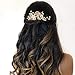 SWEETV Wedding Hair Comb Crystal Clip Pearl Hairpin Rhinestone Bridal Hair Accessories for Bride Bridesmaid, Gold
