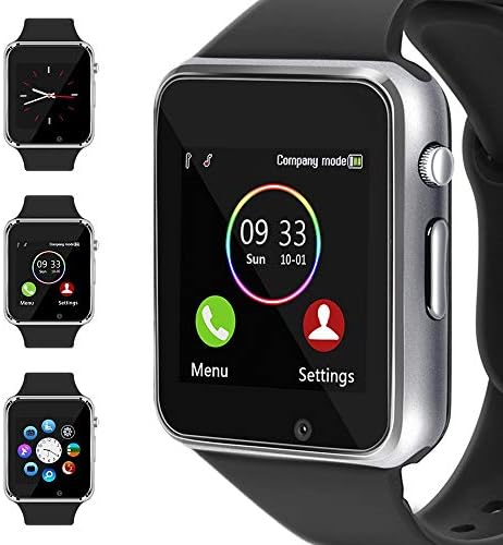 WJPILIS Smart Watch Touchscreen Bluetooth Smartwatch Wrist Watch Sports Fitness Tracker with SIM SD Card Slot Camera Pedometer Compatible iPhone iOS Samsung Android for Kids Men Women (Silver)