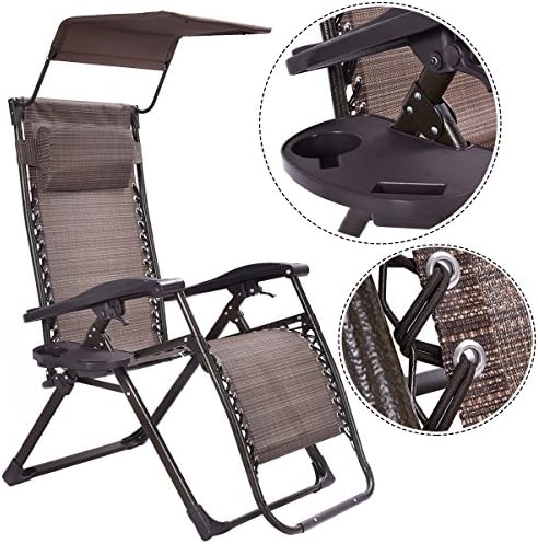 Zero Gravity Foldable and Comfortable Gravity Chair for Outdoor Party Yard Garden and Outdoor Living with Sunshade and Tray