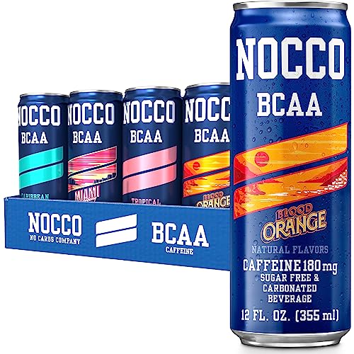 NOCCO BCAA Energy Drink Summer Variety Pack 12 Fl Oz (Pack of 12