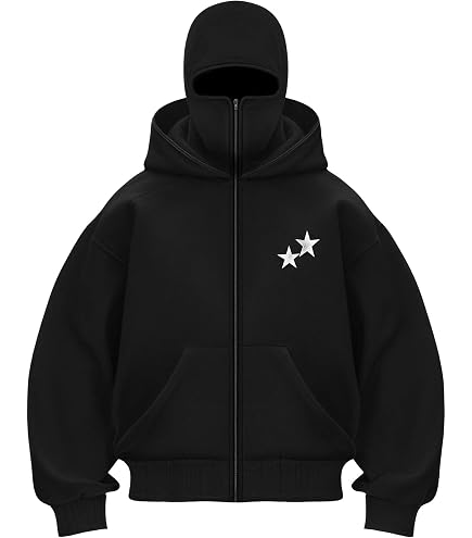 Amazon.com: Linkpig Men's Balaclava Hoodie with Face Mask Zip Up