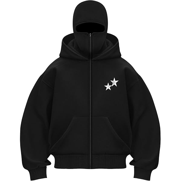 Balaclava Hoodie Zipper, Double Hooded Zip Jacket Wind-resistant