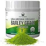 Organic Barley Grass Juice Powder by Peak Performance. USA Grown Vegan Superfood Supplement Rich in Fiber, Antioxidants, Chlorophyll. Non Irradiated, Non GMO, Gluten Free Barleygrass Extract Powders