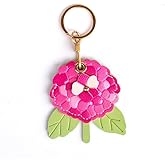FYSIVOKE Leather Hydrangea Flower Keychain Pendant, Accessories Elegant Floral Key Chains for Women Men Wallet Purse Charms