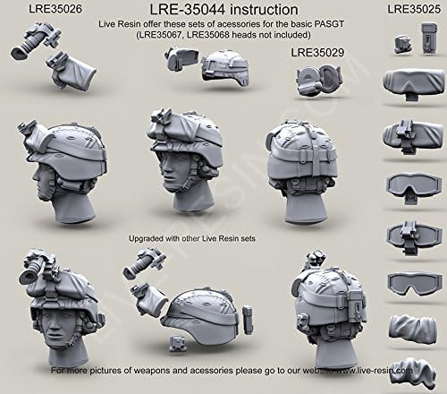 Live Resin 1:35 US Army PASGT Helmet w Cover & NVG PVS 7/14/15 Goggles #LRE35044