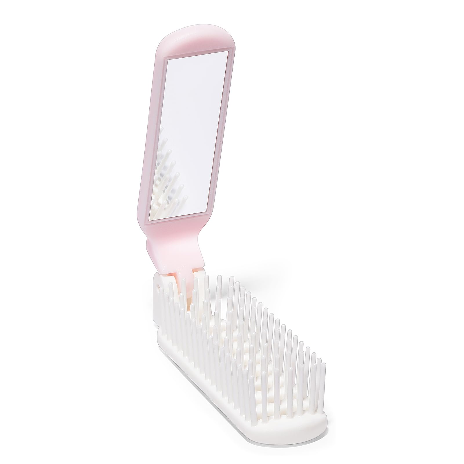 Photo 1 of Arthaxi Hair Brush with Mirror and Folding Comb, Compact Travel Size for Women, Light Pink