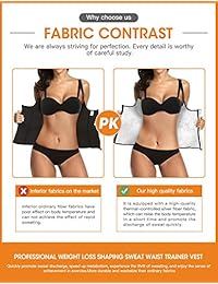 Burvogue Waist Trainer Vest for Women Weight Loss-Neoprene Sauna Suit Sweat Tank Top with Zipper Cincher Corset Belt Slimming Tummy Body Shaper Workout Shirt