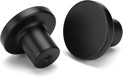 LONTAN 4 Pack Black Cabinet Knobs Aluminum Alloy Round 1.18in 30mm