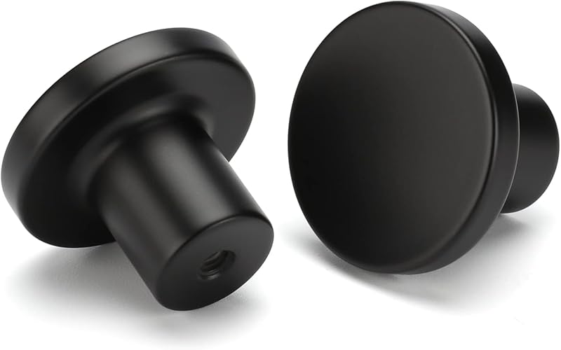LONTAN 4 Pack Black Cabinet Knobs Aluminum Alloy Round 1.18in 30mm