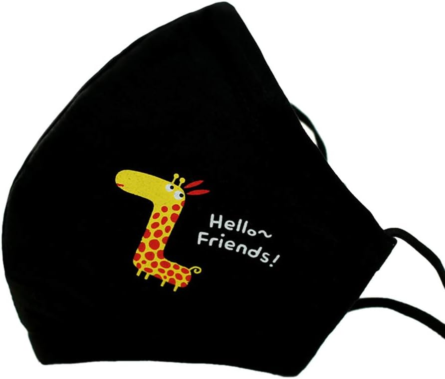 Losping Children's Dust Mask Kids PM2.5 Earloop Anti-Dust Mask With Filter Cotton Mouth Cartoon Bright Solid Color Cute Masks Age 2-15 Boy Girl Respirator (Black Fawn)