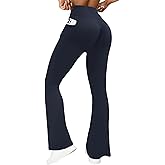 COPYLEAF Womens Scrunch Booty Lifting Leggings No Front Seam Flare Yoga Pants with Pockets Resistance Band Workout Leggings