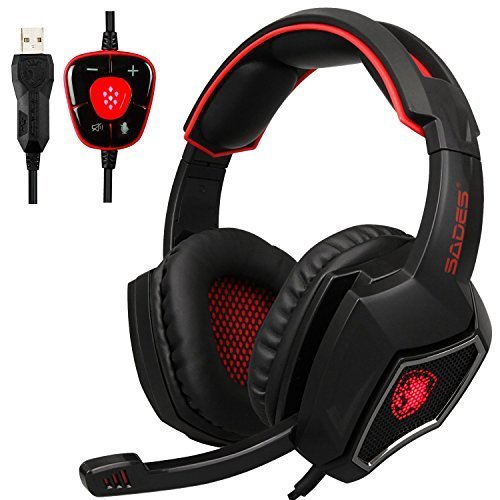 SADES Spirit Wolf 7.1 Surround Sound USB Computer Gaming Headset with Mic