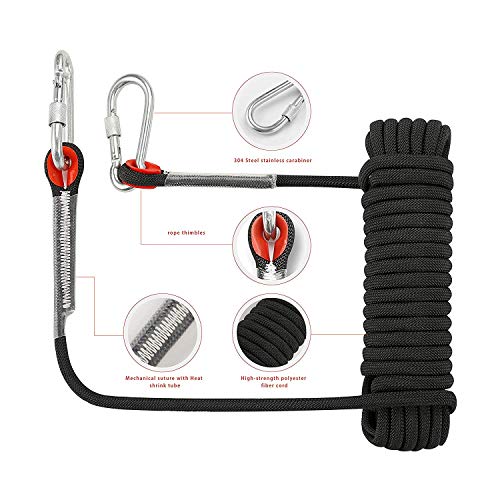 HHOOMY Outdoor-Kletterseil, Hochfestes Seil mit 10.5mm Durchmesser Sicherheitsseil Geflecht Nylon Seil, Länge 20m… – Bild 3