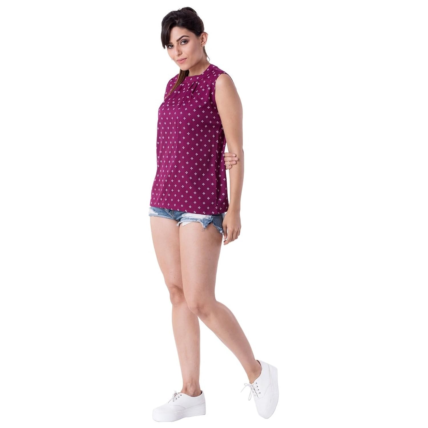 aania beautiful exclusive casual crepe length 25 inches women's tops