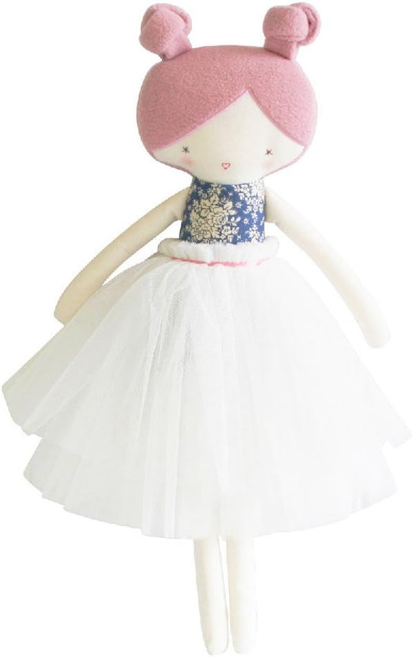 Alimrose Designs "Collette Pink Haired Doll with Navy Bodice and White Tulle Dress 19"