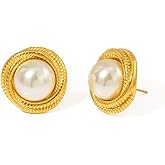 Vintage Pearl Stud Earrings for Women Dainty Round Wrap Pearls Stud Earrings Statement Geometic Twisted Pearl Earrings Jewelry Gifts