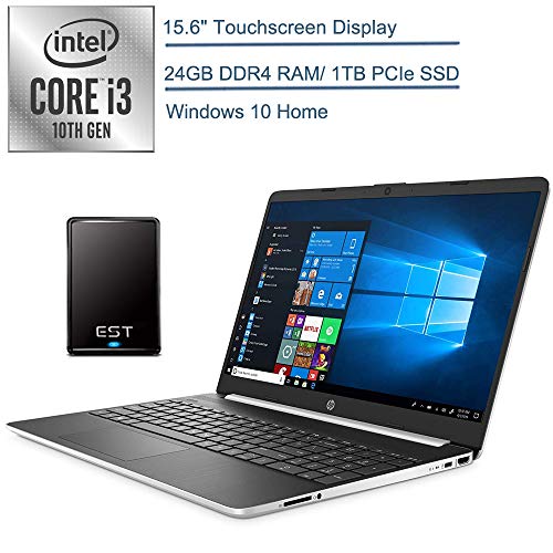 2020 HP 15.6″ Touchscreen Laptop Computer/ 10th Gen Intel Core i3 1005G1 Up to 3.4GHz (Beat i5-7200u)/ 24GB DDR4/ 1TB PCIe SSD/ AC WiFi/ HDMI/ Windows 10 + EST 500GB External Hard Drive