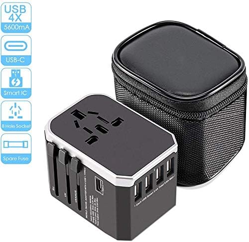 [Upgrade] Worldwide Travel Adapter, Emmabin Universal International Power Adaptor Travel Charger with 4 USB and USB-C [USB Power Rating of 5V/5600mA]