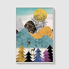 Framed Canvas Home Artwork Decoration Abstract Scenery Canvas Wall Art for Living Room, Bedroom - 16x24 inches