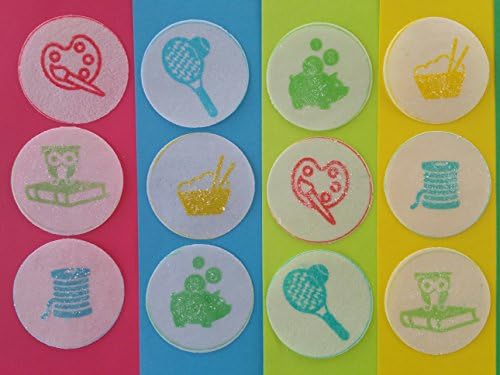 Foretold First Birthday Celebration Party Medallion Sparkle Glitter Edible Wafer Topper with Picks